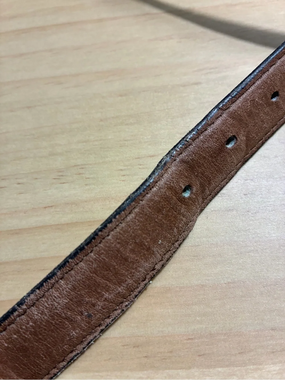 Levi's Vintage Made in USA Tan Brown Leather Belt with Brass-Tone Buckle 40”